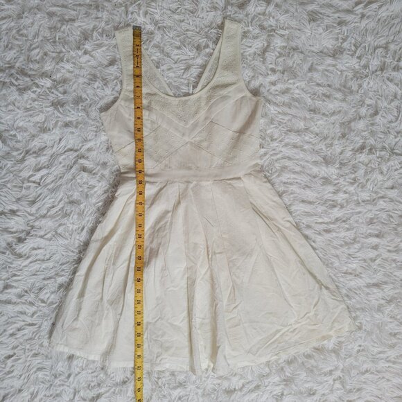 American Eagle Outfitters Ivory Color Skater Dress with Chiffon Eyelet - Picture 8 of 13